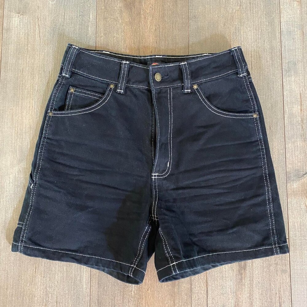 Women's Black Dickies High-Waisted Carpenter Shorts in Size 28